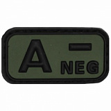 Нашивка гр. крови Velcro Patch "А NEG"  3D/Black- OD green/MFH