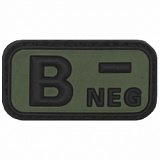 Нашивка гр. крови Velcro Patch "B NEG"  3D/Black- OD green/MFH