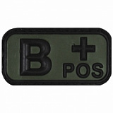 Нашивка гр. крови Velcro Patch "B POS"  3D/Black- OD green/MFH